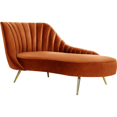 Margo Velvet Upholstered Set, Cognac, Chaise