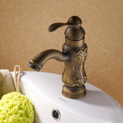 Antique Solid Brass Centerset Bathroom Sink Faucet (Antique Copper Finish)T0425A - Bathroom Sink Faucets