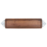 BigWood Boards - BigWood Boards Walnut Bread Board With Handles - From cutting to serving, this versatile cutting board is great for food preparation and makes a beautiful addition to your kitchen. Proudly made in the USA from wood that is responsibly sourced. Crafted of Walnut, a wood that naturally resists bacteria growth and will withstand every day use for many years. Non-slip rubber feet keep the board in place and the perimeter groove catches juices which keeps the mess on the board and off the counter. Easy to care for using soap and warm water to clean and regular oiling to maintain.
