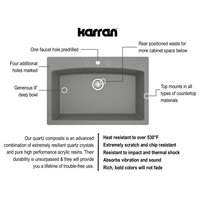 Karran Drop-In Quartz 33" 1-Hole Single Bowl Kitchen Sink, Grey