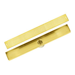 LUXE Linear Drains - LUXE Square Grate Linear Drain, Champagne, 26" - Tub And Shower Parts
