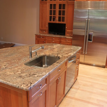 Transitional cherry wood kitchen in Boston