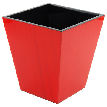Red Tulipwood Lacquer Bathroom Accessories, Waste Basket