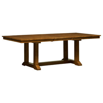 A-America Bennett Solid Wood Extendable Trestle Dining Table in Smoky Quartz