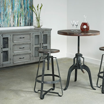Sheesham and Metal Adjustable Barstool