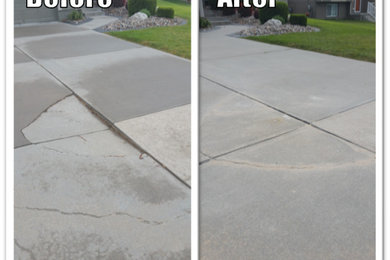 Cracked and sinking concrete driveway in Bellevue, NE