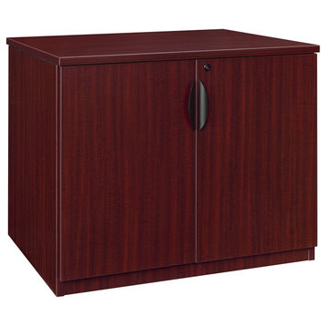 Modern Storage Cabinet, 2 Lockable Doors With Inner Adjustable Shelf, Mahogany