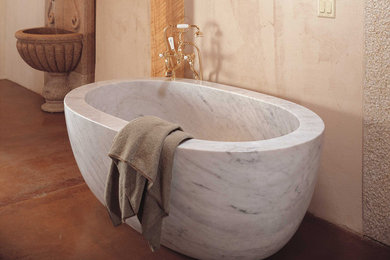 Inspiration for a mediterranean freestanding bathtub remodel in Detroit