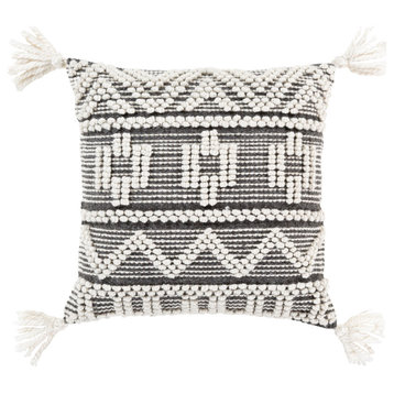 Faroe Pillow, Black/Ivory, 18"x18", Polyester Insert