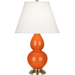 Robert Abbey - Robert Abbey Small Double Gourd Accent Lamp, Pumpkin/Natural Brass/Pearl - 1685X - *Part of the Small Double Gourd Collection
