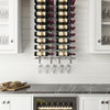 W Series Stemware Rack (modern wall mounted wine glass storage), Brushed Nickel, 6 Wine Glasses (Triple Deep)