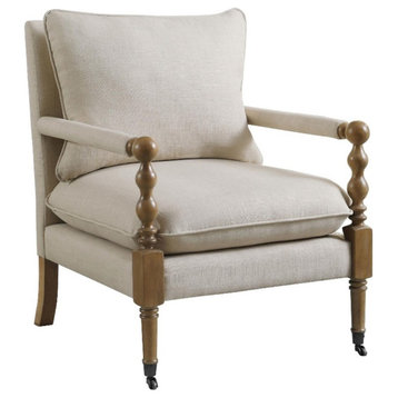 Coaster Blanchett Fabric Upholstered Accent Chair with Casters Beige