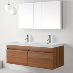 55 inch Wall Mounted Double Sink Bathroom Vanity - Bathroom Vanities And Sink Consoles