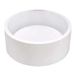 ADM Bathroom Design - ADM Modern Circular Countertop Vessel, White, 16", Matte White - Bathroom Sinks