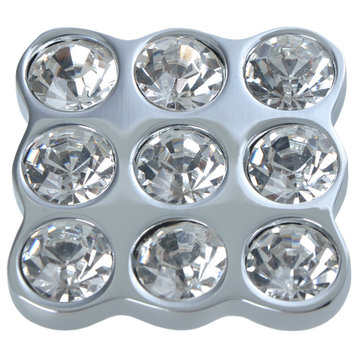 Utopia Alley Gleam 9 Crystal Cabinet Knob, 1.5", Polished Chrome, 25 Pack