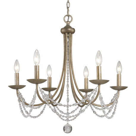 Golden Lighting 7644-6 GA Mirabella 6 Light Chandelier, Golden Aura