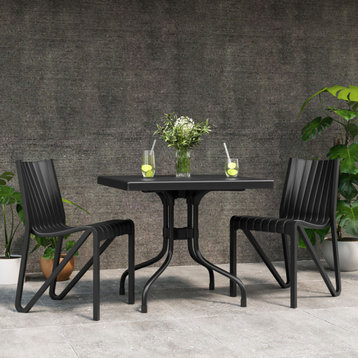 Zyleg Chairs & Delfino Table 3-Piece Set, Black