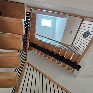 Project #124 | Contemporary Red Oak and Steel Staircase
