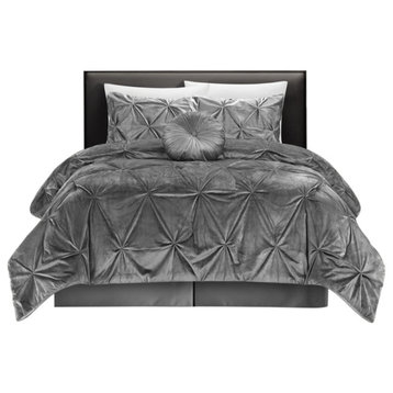 Grace Living Oden 5 Pc Comforter Set, Gray, King/California King