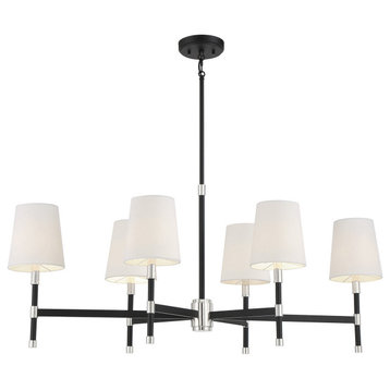 Savoy House Brody 6-Light Linear Chandelier, Matte Black/Polished Nickel Accents