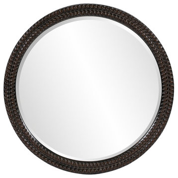 Roseto HEMIR49958 32" X 32" Framed Wall Accent Mirror - Antique Black