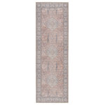 Jaipur Living - Machine Washable Kadin Medallion Pink and Blue Runner Rug, Pink and Blue, 2'6"x7 - The Kindred collection melds the timelessness of vintage designs with modern, livable style. In subdued tones of blue and rosy pink, the whimsical Kadin rug grounds spaces with luxe appeal and a classic center medallion motif. This low-pile rug is made of soft polyester and features a stunning, Old World-inspired digitally printed design.