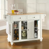 Cambridge Natural Wood Top Kitchen Island, White Finish