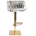 Statements by J - Milano Adjustable Swivel Bar Chair Stool, Gold - Weaved velvet fabric and gold steel legs create this chair with a sleek design.