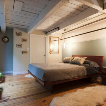 Moody Modern Bedroom with Industrial Chic - Boston Loft Design