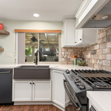 Modern White and Rustic Kitchen and Beverage Center