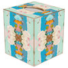 WB529LP-Laura Park Monets Garden Blue Wastepaper Basket, Scalloped Top and Wood Tissue Box Cover