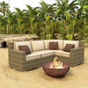 Hampton Wicker Patio Sectional Set With Cushions, Antique Beige