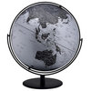 20.5" Black/Silver Globe With 3D Mountain Features on Black Metal Frame