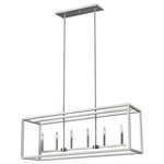Generation Lighting Collection - Moffet Street 6-Light Island Pendant, Brushed Nickel - The Moffet Street Collection offers a distinctive take on a rustic theme. Built in broad steel frames with hand-applied finish that mimics natural wood. This combination of rustic and urban fits comfortably in a wide variety of environments. The sharp, squared lines of the frame complement a wide variety of settings. The collection includes eight-light foyer, four-light foyer, one- light wall sconce, and a six-light island fixture. The Moffet Street Collection is available in three beautiful finishes Washed Pine, Brushed Nickel and Satin Bronze All fixtures are California Title 24 compliant and damp rated for use in sheltered, damp environments.