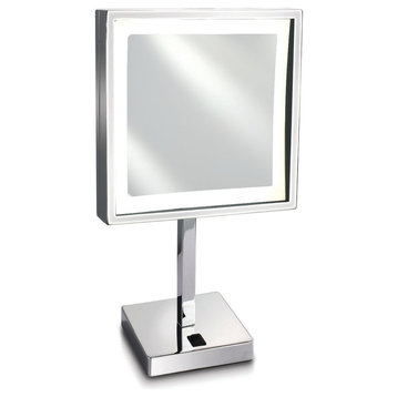 Afina LED Lighted 5x Sqquare Table Top Magniying Mirror