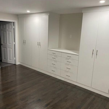 Boston Area Custom Storage Unit with Crown Molding and Adjustable Shelves