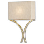 Currey and Company - Currey and Company 5900-0006 Cornwall - One Light Wall Sconce - The wrought iron stems holding the natural linen sCornwall One Light W Silver Leaf Natural  *UL Approved: YES Energy Star Qualified: n/a ADA Certified: YES  *Number of Lights: Lamp: 1-*Wattage:13w GU24 bulb(s) *Bulb Included:No *Bulb Type:GU24 *Finish Type:Silver Leaf