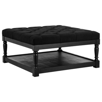 Athena Square Coffee Table, Frame, Black; Upholstery, Black