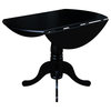 42" Round Dual Drop Leaf Pedestal Table, Black