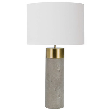 Harlow Ivory Grey Shagreen Cylinder Table Lamp