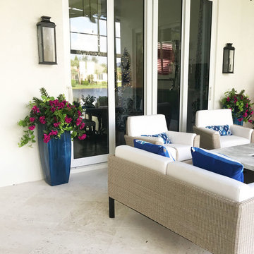 Pool Lanai Entryway Custom Plantings With Outdoor Artificial Plants