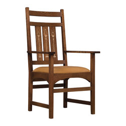 Stickley Harvey Ellis Arm Chair with Inlay 89/91-353-A - Dining Chairs