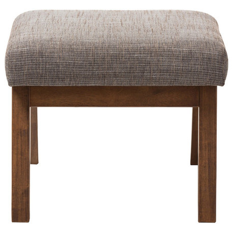 Aberdeen Walnut Wood Finishing and Gravel Fabric Upholstered Ottoman