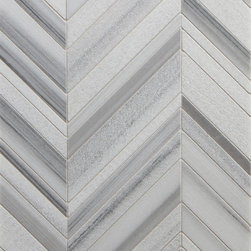 Lucca Textured  Chevron in Stratos - Mosaic Tile
