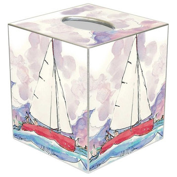 TB1304-Thursday Night Race Watercolor by Bill Kelley Tissue Box Cover