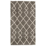 Nourison - Nourison Geometric Shag 2'2" x 3'9" Silver Shag Indoor Area Rug - With hand-drawn linear tribal patterns interlacing across a thick, silver grey shag pile, this Geometric Shag Collection rug brings you all the comfort and exotic flavor of an authentic Moroccan shag rug. With plush easy-care fibers, this rug will bring an affordable touch of warmth and texture to any room, blending with a range of interior decor styles.