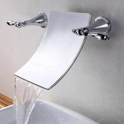 Waterfall Widespread Contemporary Bathtub Faucet (Chrome Finish) T7006 - Bathroom Sink Faucets