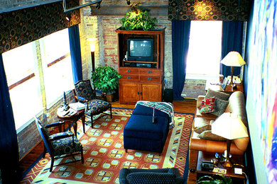 Example of a transitional living room design in Houston