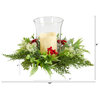 8" Cedar and Berries Artificial Christmas Arrangement Candelabrum