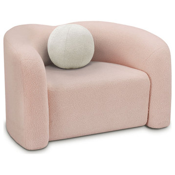 Kali Faux Shearling Teddy Fabric Upholseterd  Chair, Pink
